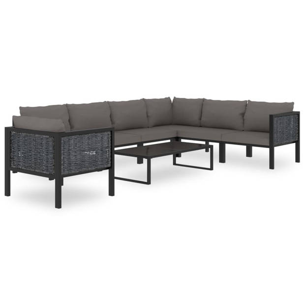 vidaXL 8-delige Loungeset met kussens poly rattan antraciet