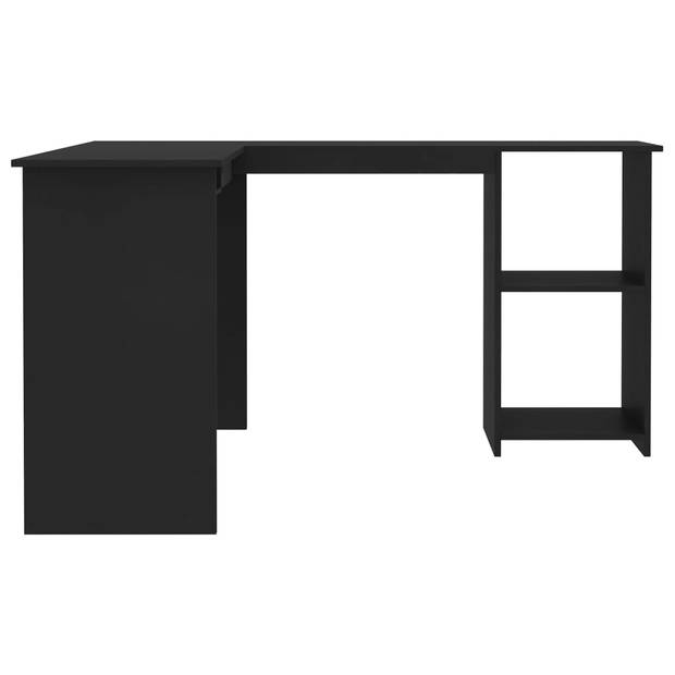 The Living Store L-vormig hoekbureau - bewerkt hout - 120 x 140 x 75 cm - zwart
