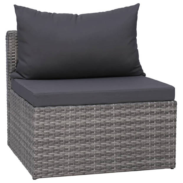 vidaXL 6-delige Loungeset met kussens poly rattan grijs