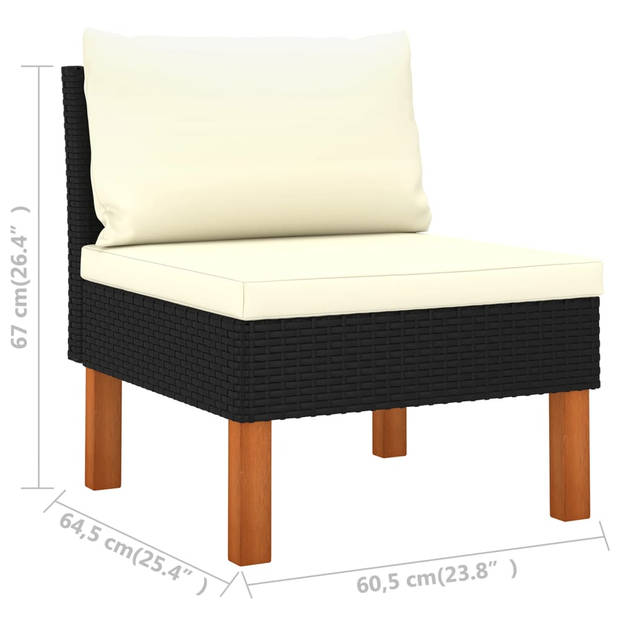 The Living Store Loungeset - Comfort - Tuinmeubelset - 60.5 x 64.5 x 67 cm - Zwart