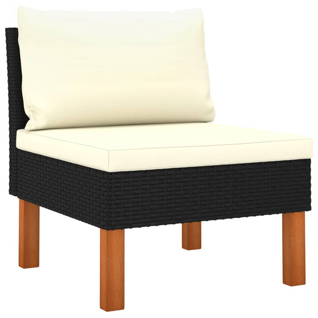 vidaXL 12-delige Loungeset met kussens poly rattan zwart