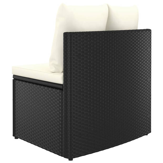 The Living Store Loungeset - poly rattan - zwart/bruin - 70x73 cm (ø x H) - waaiervormig design