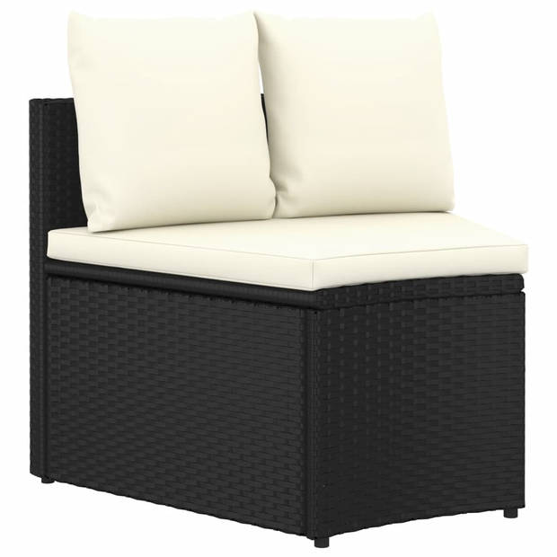 vidaXL 5-delige Loungeset met kussens poly rattan zwart