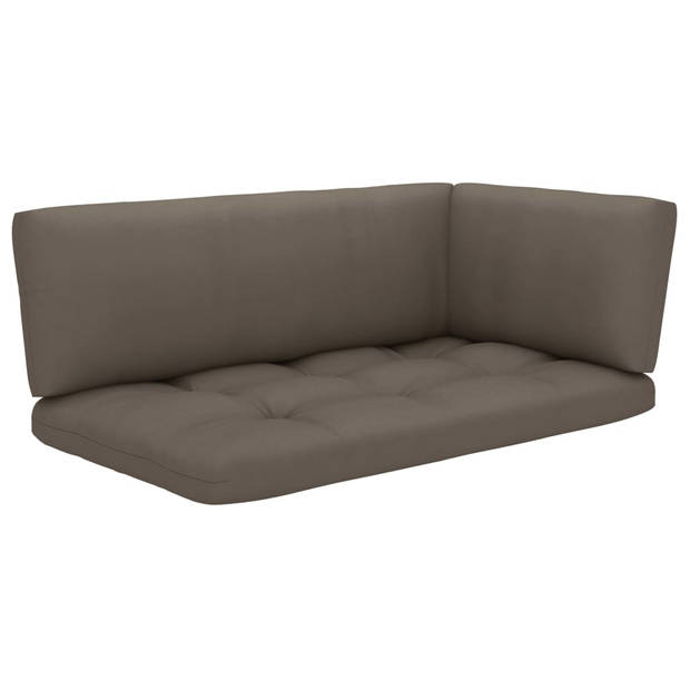 The Living Store Pallet Loungeset - Hout - 110 x 65 x 55 cm - Taupe Kussens