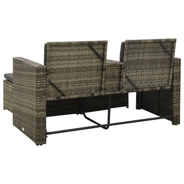 The Living Store Loungeset Tuin - Grijs - PE-rattan - Gepoedercoat staal - Ergonomisch design - Met voetensteunen -