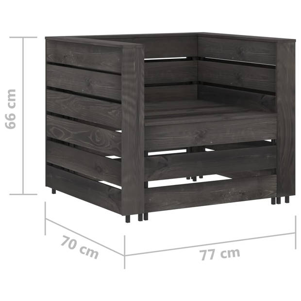 vidaXL 2-delige Loungeset pallet geïmpregneerd grenenhout grijs