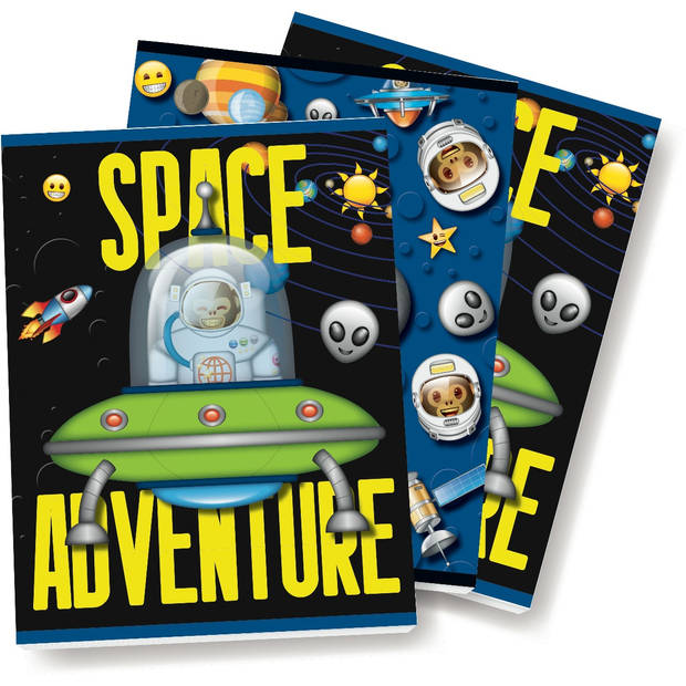 Emoji - Space Monkey schriften Lijn A5 KLEINE SCHRIFTEN - 3 stuks