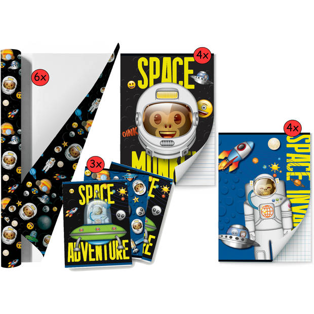 Emoij - Space Monkey - Schoolpakket kaftpapier voor schoolboeken en schriften