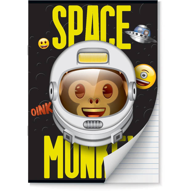 Emoji - Space Monkey schriften Lijn A4 - 4 stuks