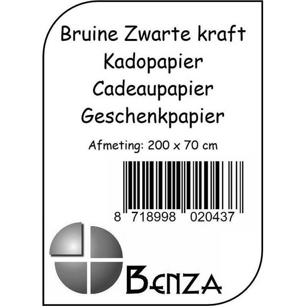 Bruine en Zwarte Kraft Cadeaupapier inpakpapier - 200 x 70 cm - 5 rollen