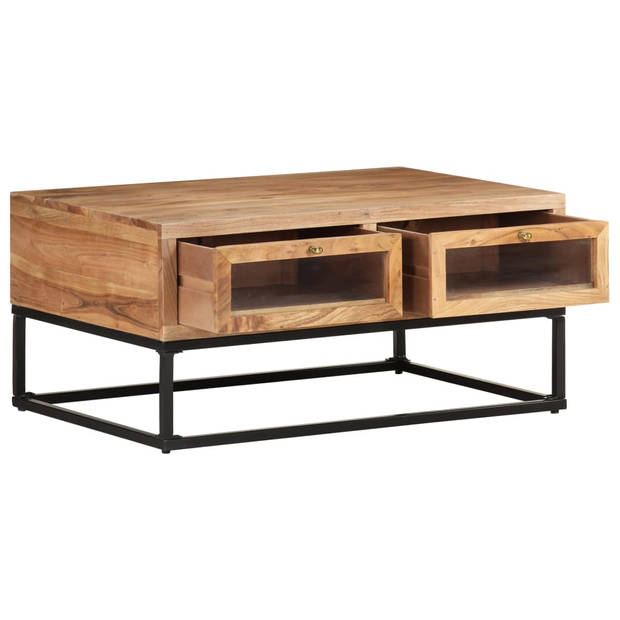 The Living Store Salontafel Industrial - 90 x 60 x 40 cm - Acaciahout