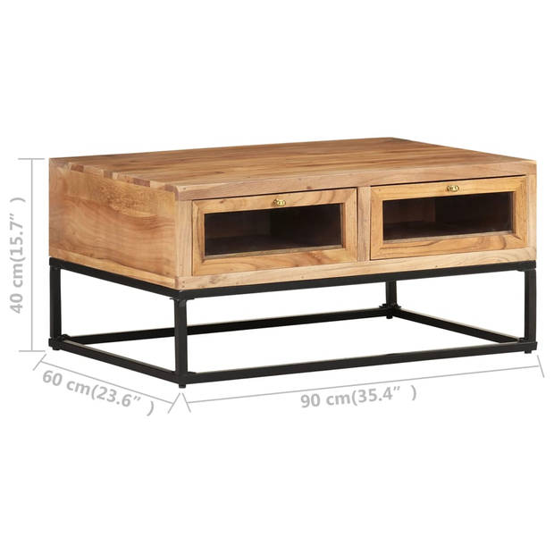 The Living Store Salontafel Industrial - 90 x 60 x 40 cm - Acaciahout
