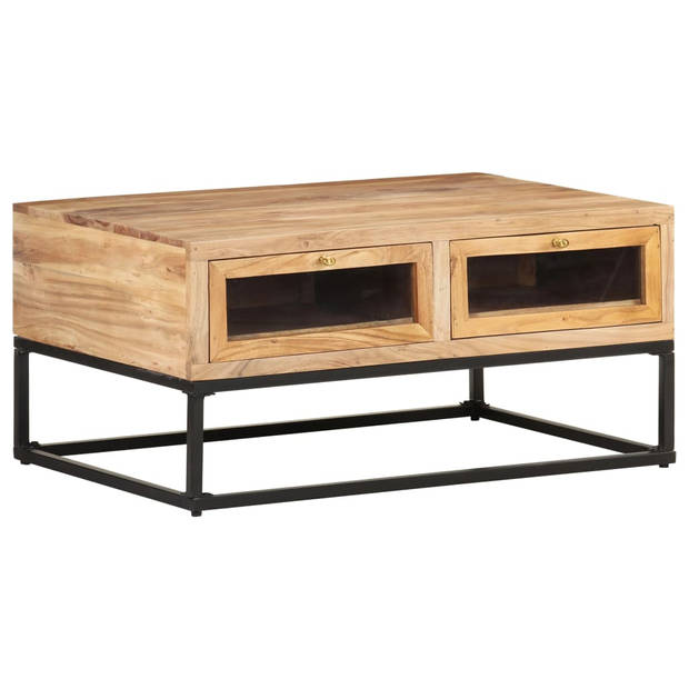 The Living Store Salontafel Industrial - 90 x 60 x 40 cm - Acaciahout