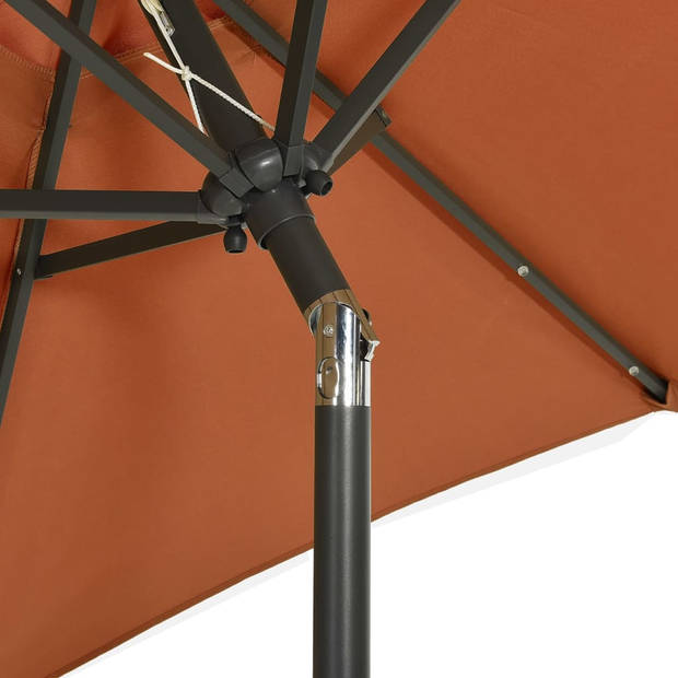 The Living Store Parasol The Living Store Terracotta en Donkergrijs 200 x 211 cm - Inklapbaar - UV-Bescherming -