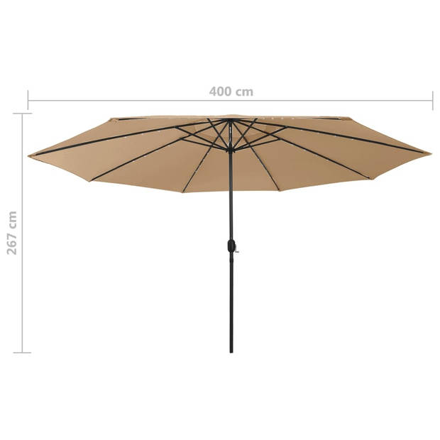 The Living Store Parasol LED 400x267 cm - Polyester + Metaal - Taupe