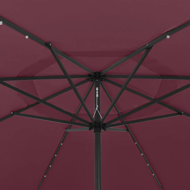 The Living Store Tuinparasol Bordeauxrood 400 x 267 cm LED-verlichting