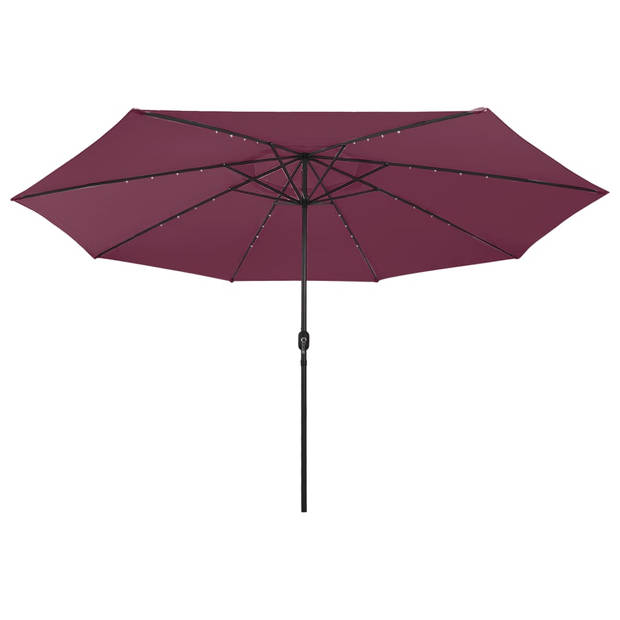 The Living Store Tuinparasol Bordeauxrood 400 x 267 cm LED-verlichting