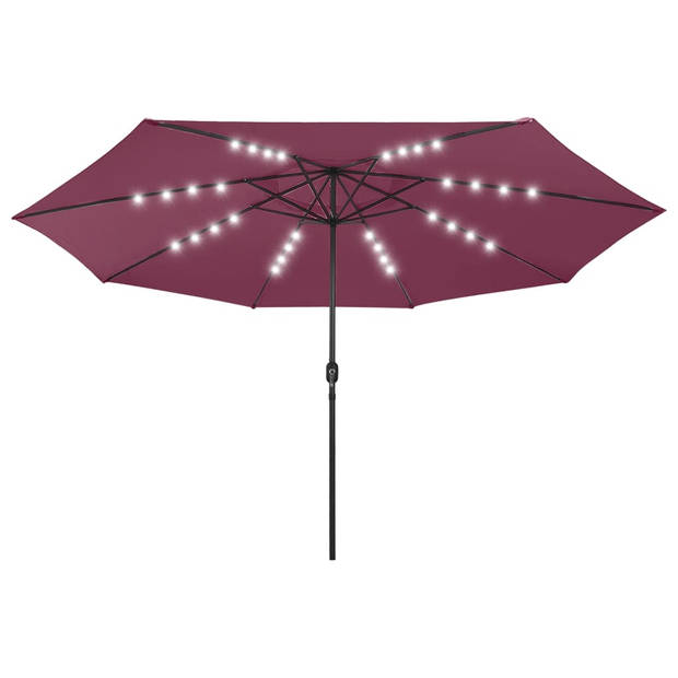 The Living Store Tuinparasol Bordeauxrood 400 x 267 cm LED-verlichting