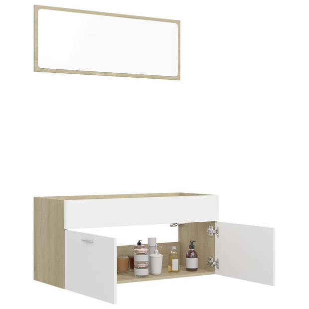 The Living Store Badkamermeubelset Sonoma Eiken - 100 x 1.5 x 37 cm - Duurzaam Spaanplaat