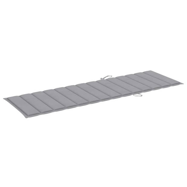 The Living Store Ligbed Tuinmeubelset - 200x70x(31.5-77)cm - Verstelbaar - Grenenhout - Grijs Kussen