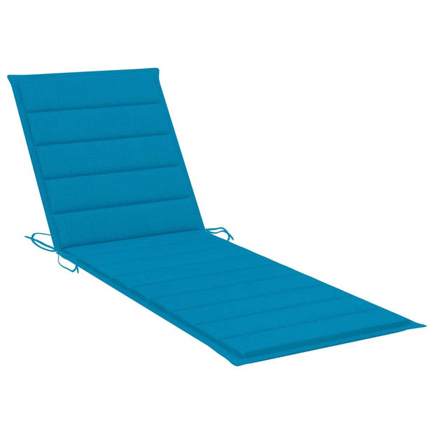 The Living Store Loungebed Tuin - 198 x 135 x (30-75) cm - Grenenhout - Blauw Kussen