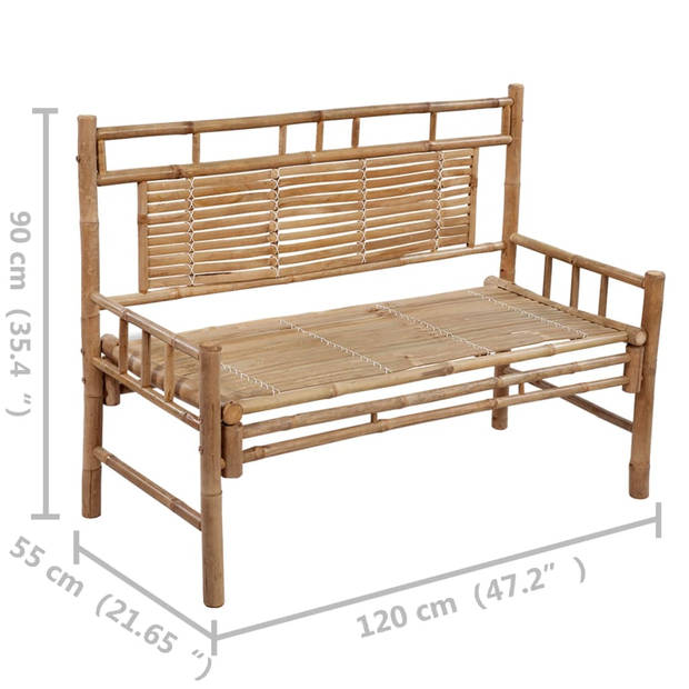 vidaXL Tuinbank met kussen 120 cm bamboe