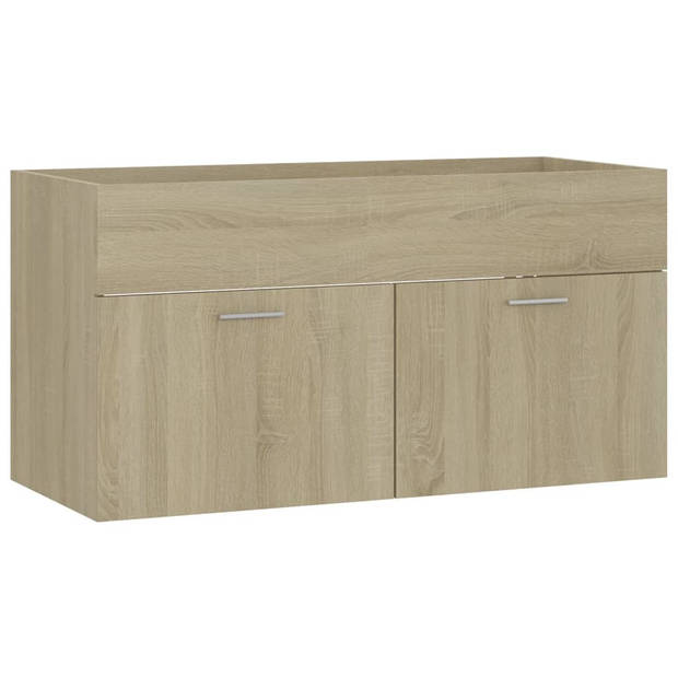 The Living Store Badkamermeubelset Sonoma Eiken - 90x38.5x46 cm - wastafelkast - hoge kast - spiegel