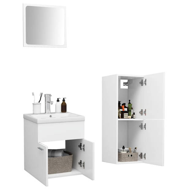 The Living Store Badkamermeubelset - - wit - afmetingen- spiegel- 40 x 1.5 x 37 cm - wastafelkast- 41 x 38.5 x 46 cm