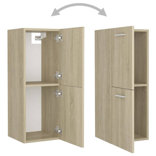 The Living Store Badkamermeubelset - Sonoma Eiken - Spiegel - wastafelkast en lage kast - Afmetingen- 90 x 38.5 x 46