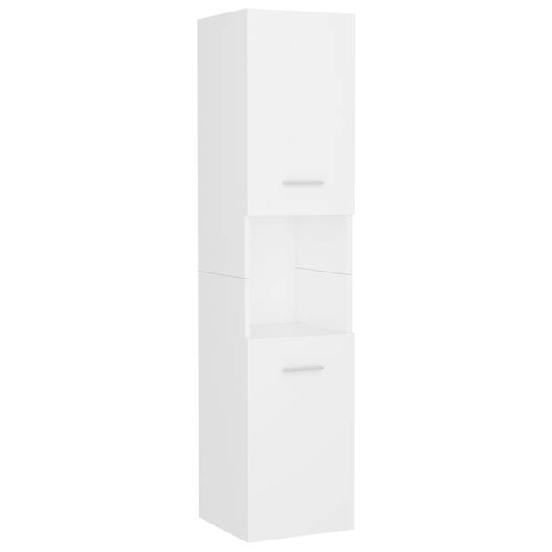 The Living Store Badkamermeubelset - Wit - Spiegel 40x1.5x37 cm - Wastafelkast 41x38.5x46 cm - Hoge kast 30x30x130 cm -