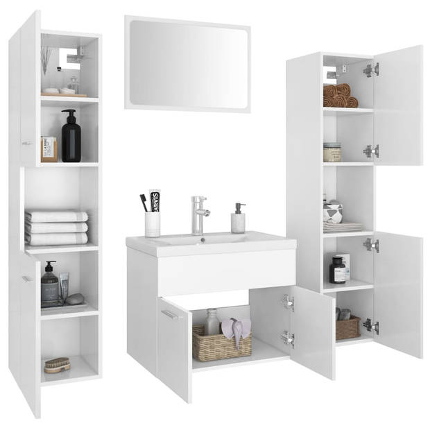 The Living Store Badkamermeubelset - product - Badkamermeubels - Afmetingen- afmetingen wastafelkast - Kleur- wit