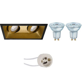 LED Spot Set - LEDVANCE Parathom PAR16 927 36D - Pragmi Zano Pro - GU10 Fitting - Dimbaar - Inbouw Rechthoek Dubbel -