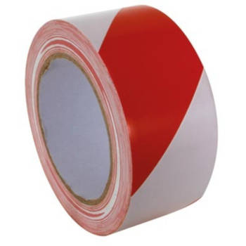 Perel markeertape 50 mm x 33 meter PVC rood/wit