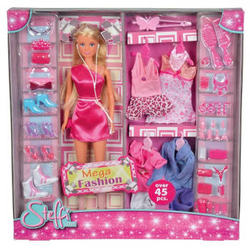 Simba modepop Steffi Love Mega Fashion 29 cm roze 45-delig
