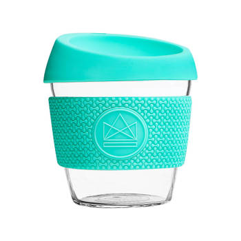 Neon Kactus koffieglas Free Spirit 220 ml glas/siliconen mint