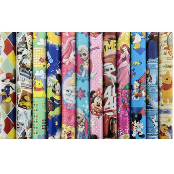 Disney assortiment cadeaupapier inpakpapier voor kinderen - 200 x 70 cm - 5 stuks