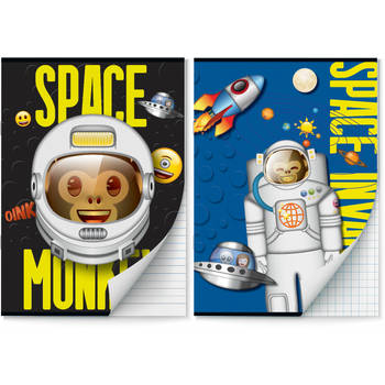 Emoji - Space Monkey schriften Lijn en Ruit 10 mm A4 - 4 stuks