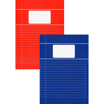 Benza - Basic Schriften A4 Lijn - Blauw en rood - 6 stuks