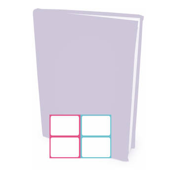 Rekbare boekenkaften A4 - Lichtlila - 6 stuks inclusief kleur textiel labels