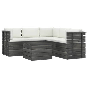 vidaXL 6-delige Loungeset met kussens pallet massief grenenhout