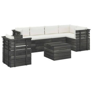 vidaXL 7-delige Loungeset met kussens pallet massief grenenhout