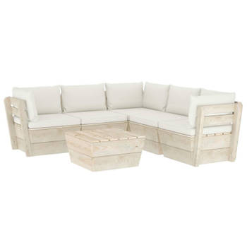 vidaXL 6-delige Loungeset met kussens pallet vurenhout