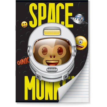 Emoji - Space Monkey schriften Lijn A4 - 4 stuks