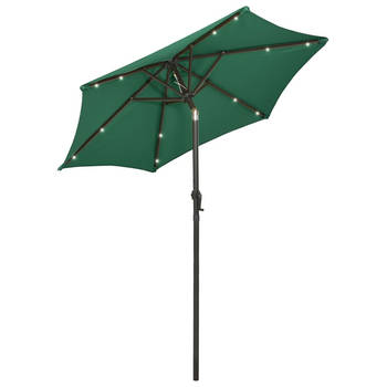 The Living Store Parasol - Groen en Donkergrijs - 200 x 211 cm - UV-beschermend - Inklapbaar - Met LEDs