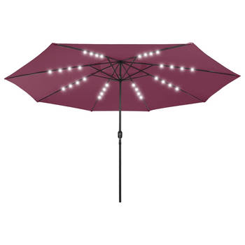 The Living Store Tuinparasol Bordeauxrood 400 x 267 cm LED-verlichting