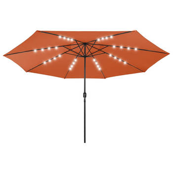 The Living Store Tuinparasol Terracotta 400x267 cm - LED-verlichting - Polyester - Metalen paal - 32 LEDs