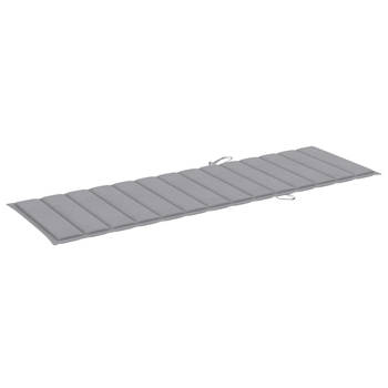 The Living Store Ligbed Acaciahout - Verstelbaar - Met Wielen - Grijs - 200x68x30/86cm