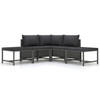 vidaXL 5-delige Loungeset met kussens poly rattan grijs