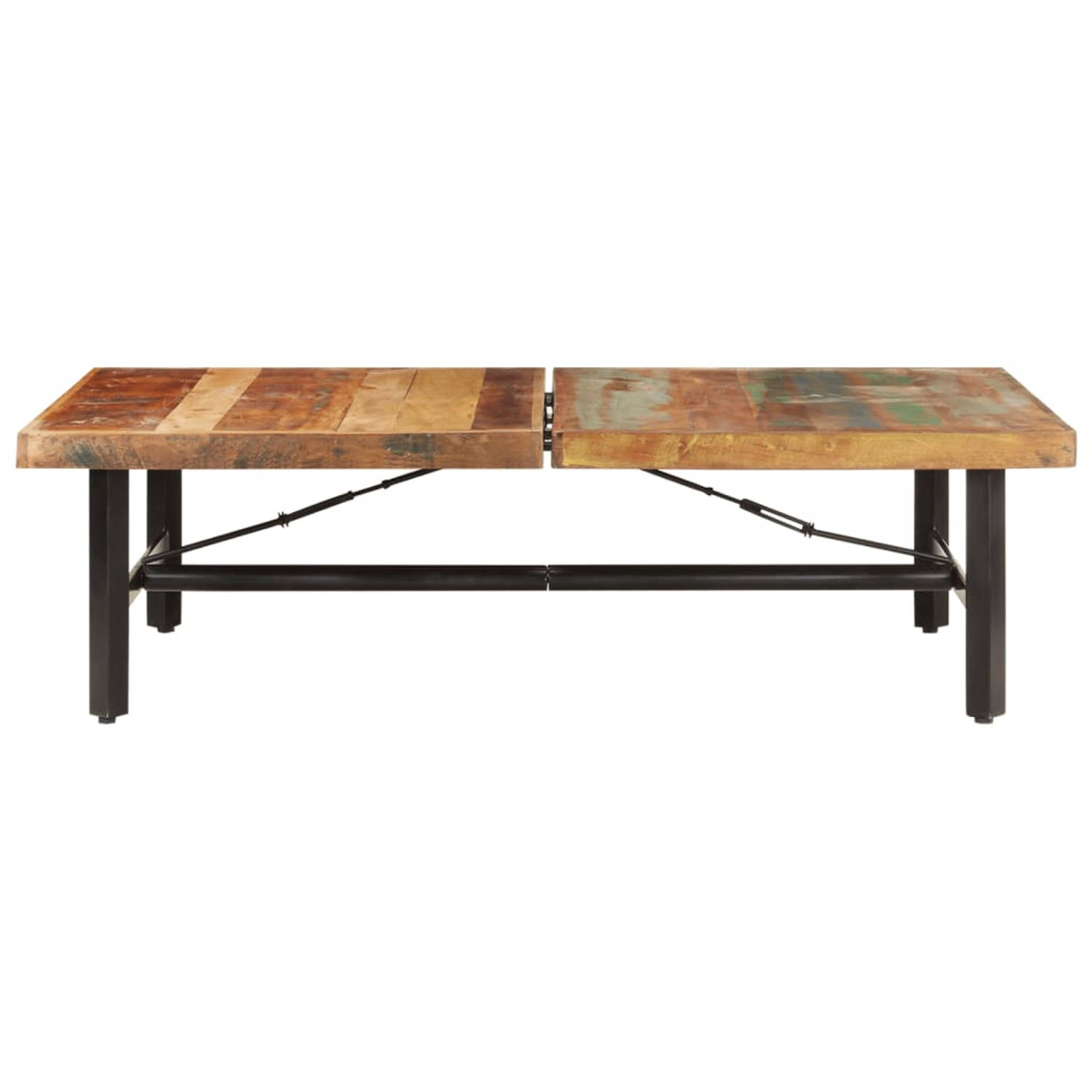 The Living Store Gerecycled Houten Salontafel 142x90x42 cm Multicolor IJzer