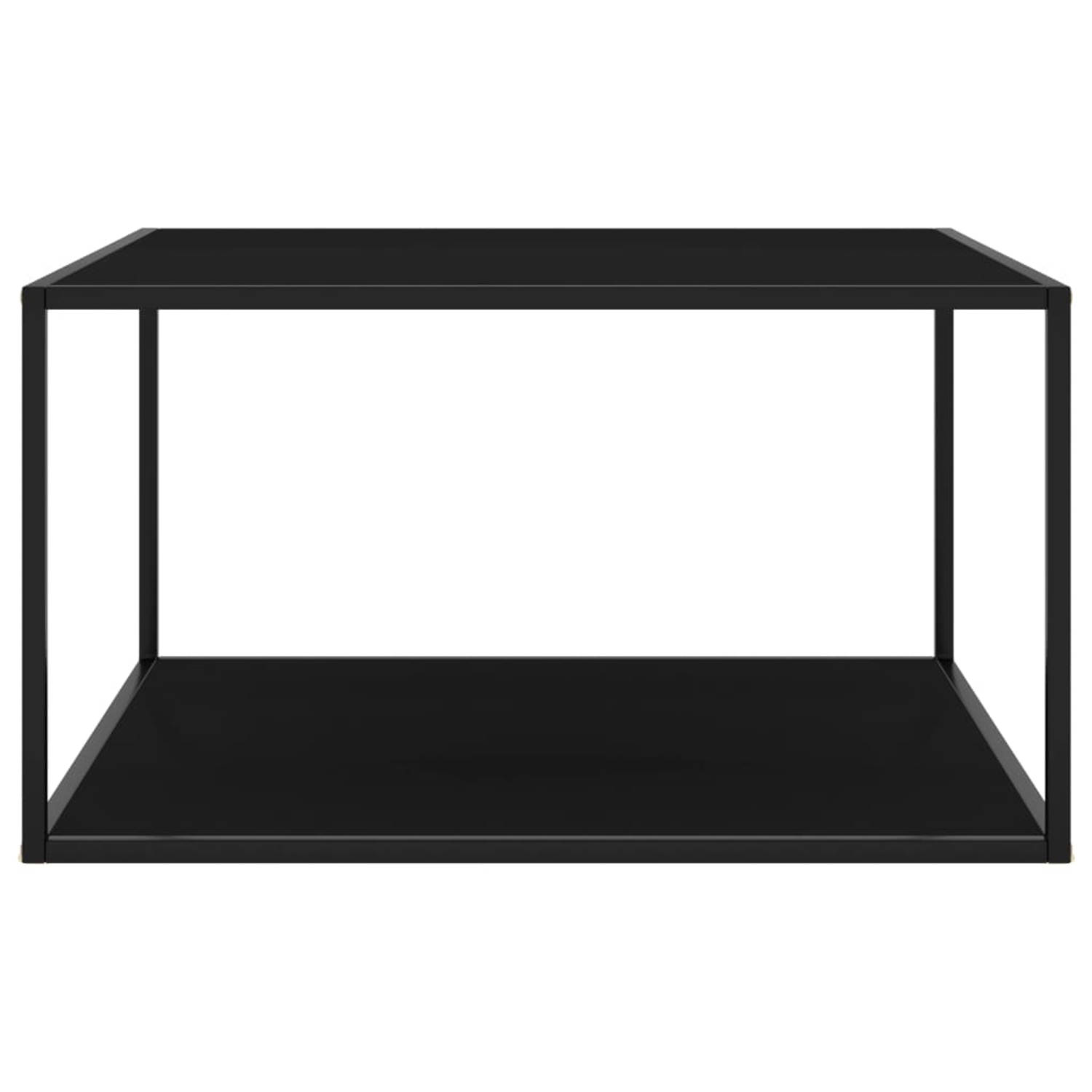 The Living Store Salontafel - Zwart - 90 x 90 x 50 cm - Gehard glas en gepoedercoat staal
